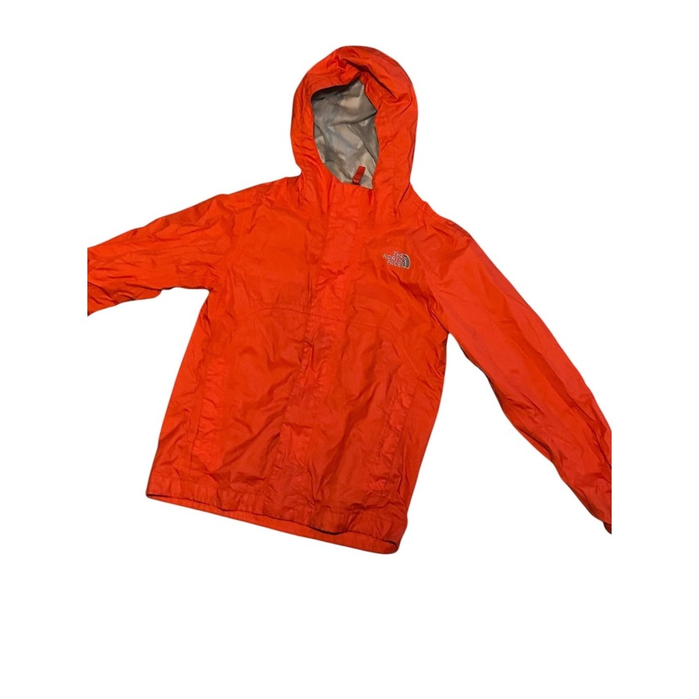 The North Face Boy Orange/red Rain Jacket Hooded Mesh Lined Shell Size Small 7/8